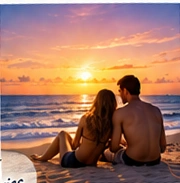 A couple sharing an ocean sunset